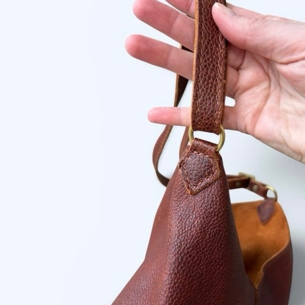 Portland Leather Goods Small Naomi Nutmeg Pebbled Leather Shoulder Crossbody Bag - Picture 10 of 11